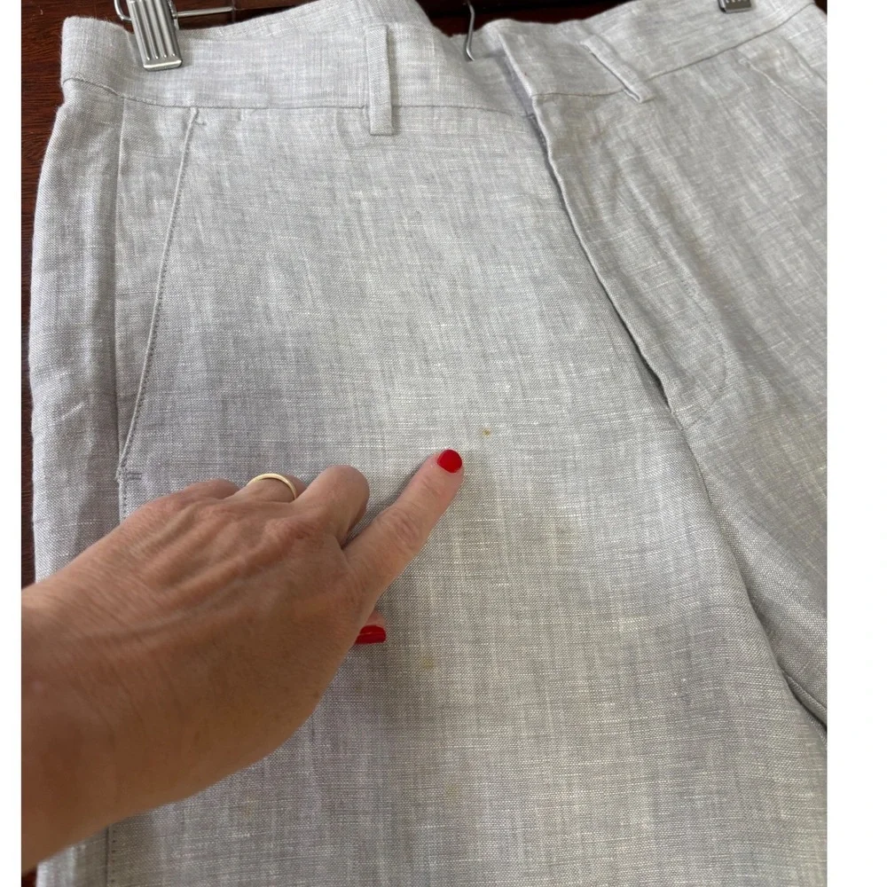 Murano Mens Linen Straight Leg Pants 30X30 Grey Flat Front Coastal Preppy Summer